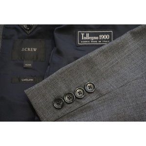 J.Crew Ludlow Solid Gray 100% Wool 2 Pc Suit Jacket Pants Hanger 42R